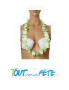 Collier de fleur Hawaïen / Tahiti vert et blanc