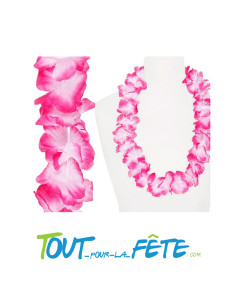 Collier de fleur Hawaïen / Tahiti rose et blanc