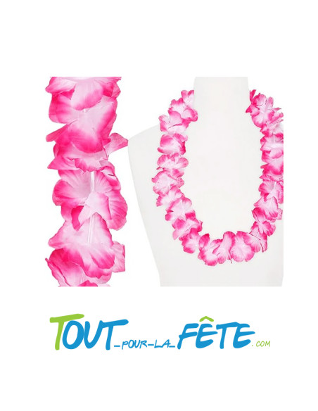 Collier de fleur Hawaïen / Tahiti rose et blanc