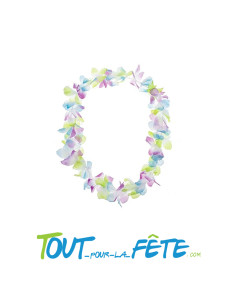 collier de fleurs tahiti multicolore pastel