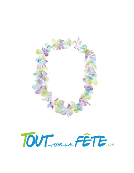 collier de fleurs tahiti multicolore pastel
