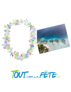 collier de fleurs tahiti multicolore pastel 2