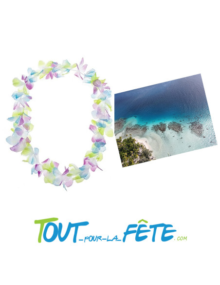 collier de fleurs tahiti multicolore pastel