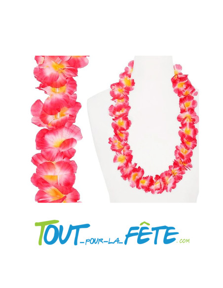 Collier de fleur Hawaïen / Tahiti rouge et jaune