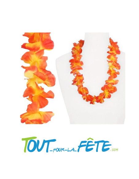 Collier de fleur Hawaïen / Tahiti orange et jaune