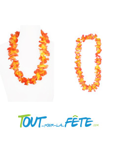 Collier de fleur Hawaïen / Tahiti orange et jaune 2