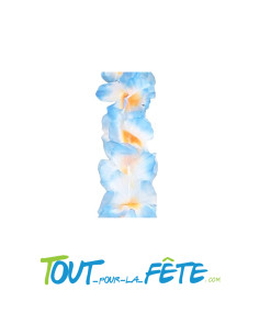 Collier de fleur Hawaïen / Tahiti bleu, blanc, orange