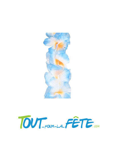 Collier de fleur Hawaïen / Tahiti bleu, blanc, orange