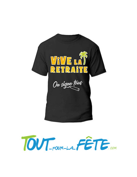 T shirt dédicace vive la retraite noir et doré