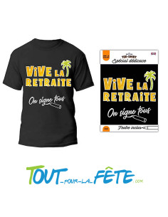 T shirt dédicace vive la retraite noir et doré 2