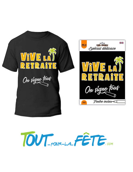 T shirt dédicace vive la retraite noir et doré
