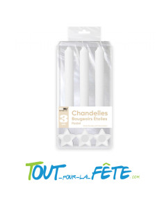 Lot de 3 chandelles avec bougeoirs étoiles ( plusieurs coloris ) 2