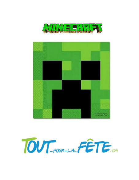 20 serviettes en papier minecraft 33x33 cm