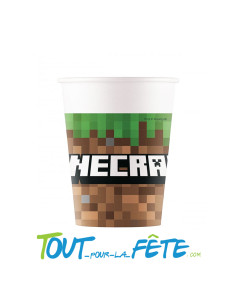 8 gobelets en papier minecraft 200ml