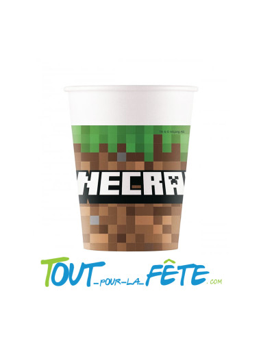 8 gobelets en papier minecraft 200ml