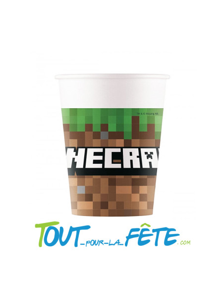 8 gobelets en papier minecraft 200ml
