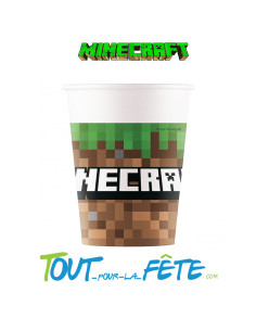 8 gobelets en papier minecraft 200ml 2