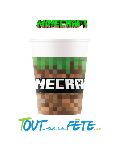 8 gobelets en papier minecraft 200ml