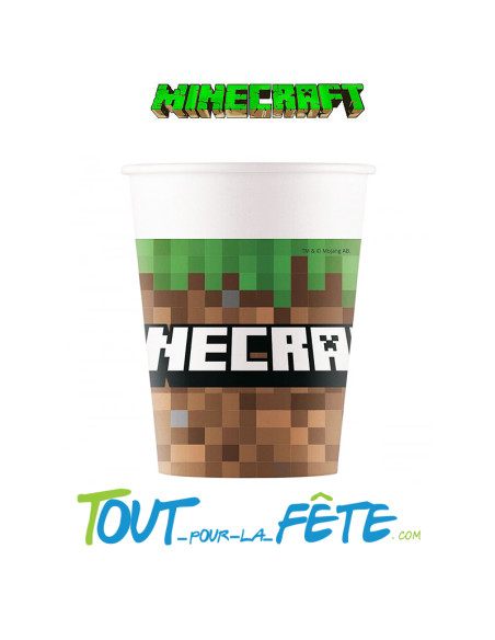 8 gobelets en papier minecraft 200ml