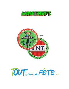8 assiettes en papier minecraft 23 cm 2 motif