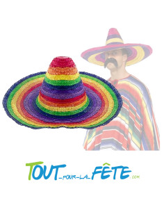 Sombrero mexicain en paille multicolore 60 cm 2