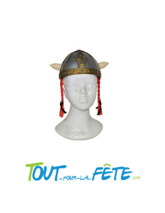 Casque de gaulois avec tresse orange