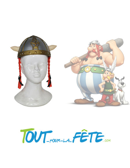 Casque de gaulois avec tresse orange