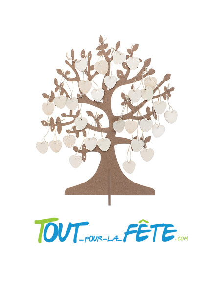 Arbre à vœux + 50 cœurs bois