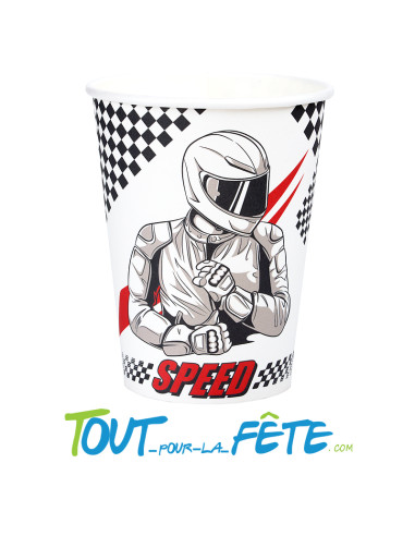 Lot de 10 gobelets en carton racing rouge,...