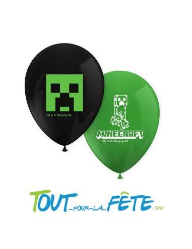 8 ballons en latex minecraft 30 cm