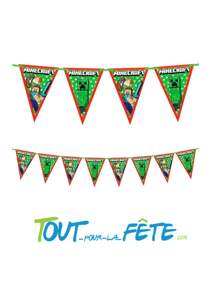 Guirlande fanion 2,30m en papier minecraft