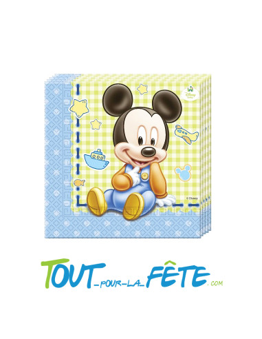 Lot de 20 serviettes Baby Mickey ©