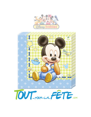 Lot de 20 serviettes Baby Mickey ©