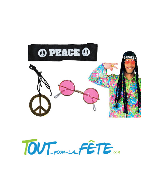 Set hippie ( bandeau - lunettes - collier )