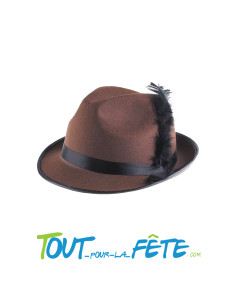 Chapeau de bavarois marron avec plume noir