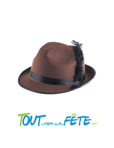 Chapeau de bavarois marron avec plume noir
