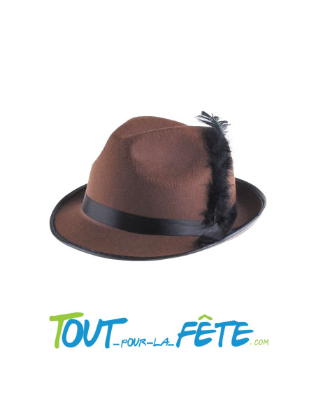 Chapeau de bavarois marron avec plume noir