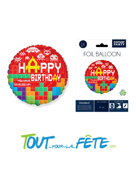 Ballon aluminium Happy birthday jeux vidéo