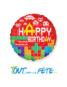 Ballon aluminium Happy birthday jeux vidéo