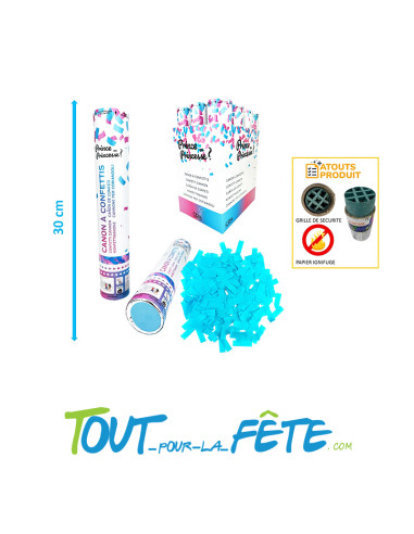 Canon a confettis reveal gender / baby shower bleu