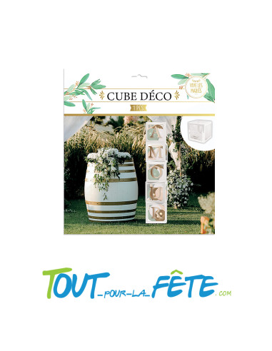 1 cube déco transparent 30cm x 30cm