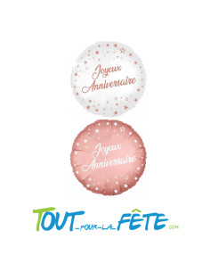 Ballon aluminium double face blanc et rose gold 35 cm 2