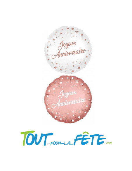 Ballon aluminium double face blanc et rose gold 35 cm