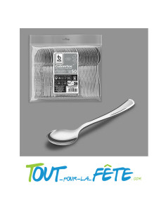 lot de 50 petites cuillères argent en plastique facon inox 13 cm