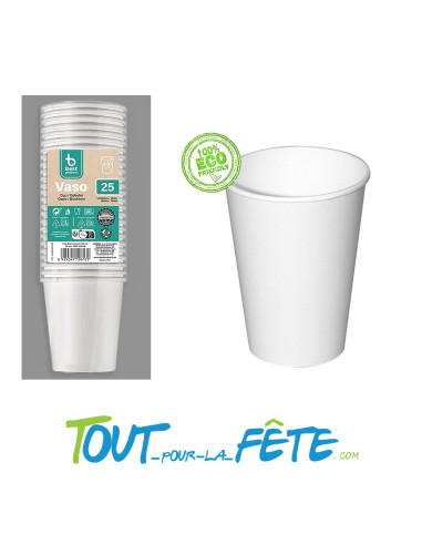 Lot de 25 gobelets 20cl carton blanc