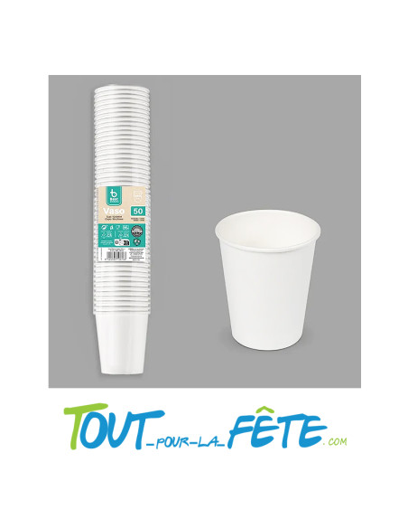 Lot de 50 gobelets 25cl carton blanc