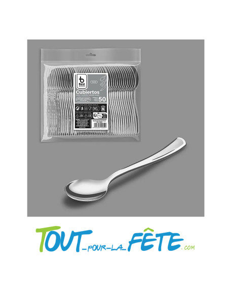 lot de 50 petites cuillères argent en plastique facon inox 10 cm