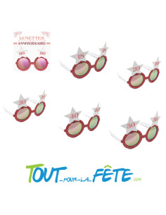 Lunettes étoiles joyeux anniversaire blanc et rose gold