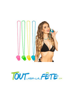 Collier verre shooter 4 couleur assorties
