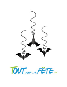 Lot de 3 spirales Halloween chauve-souris